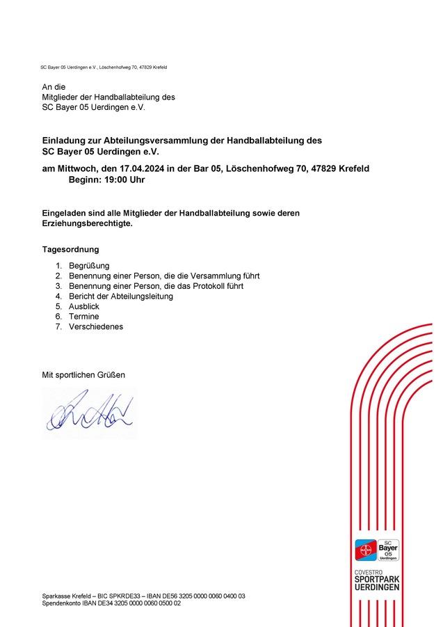 Einladung zur Abteilungsversammlung 2024